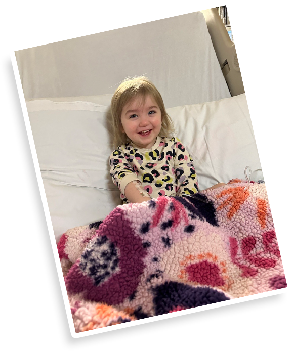A cheerful Emma in hospital
