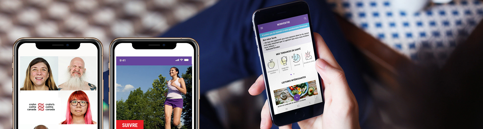 MonVentre app on Iphone screens