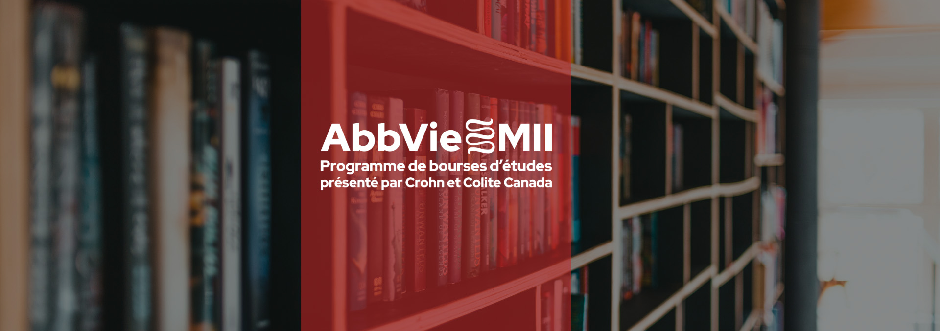 Annonce de la bourse AbbVie pour les MII sur fond de bibliothèque.