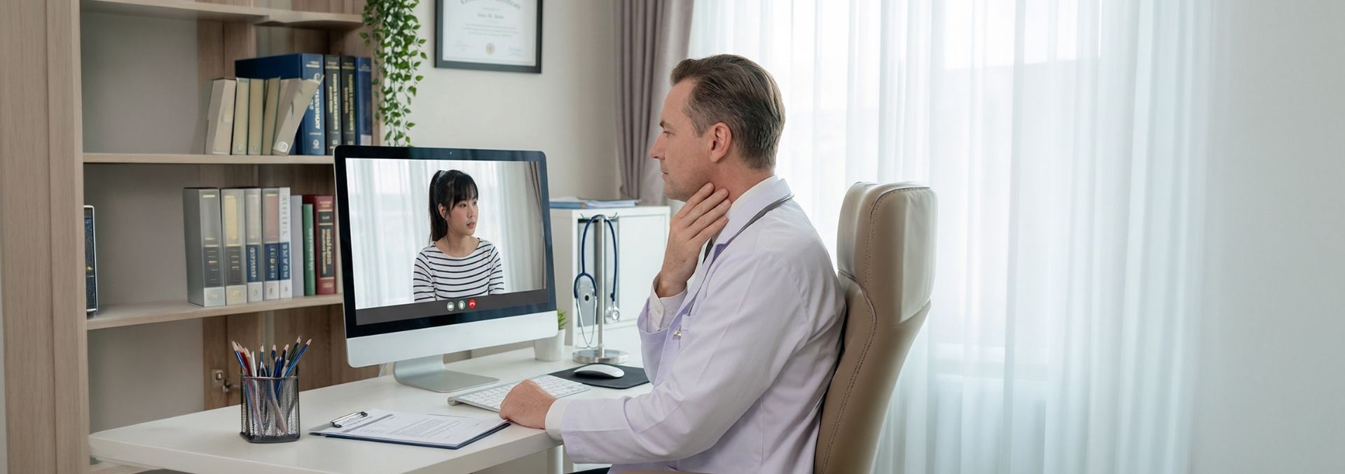 Une patiente atteinte d'une MII parle à son médecin à distance