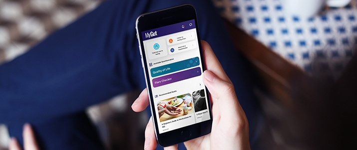 L'application MyGut consultée sur un appareil mobile.