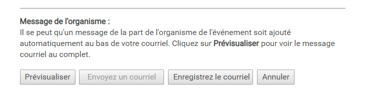 Message de l'organisme