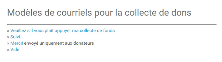 Modèles de courriels pour la collecte de dons