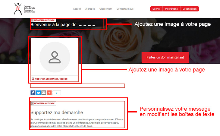 Personnalisez votre page de collecte de fonds