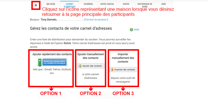 Décidez de la manière dont vous souhaitez ajouter votre liste de contacts