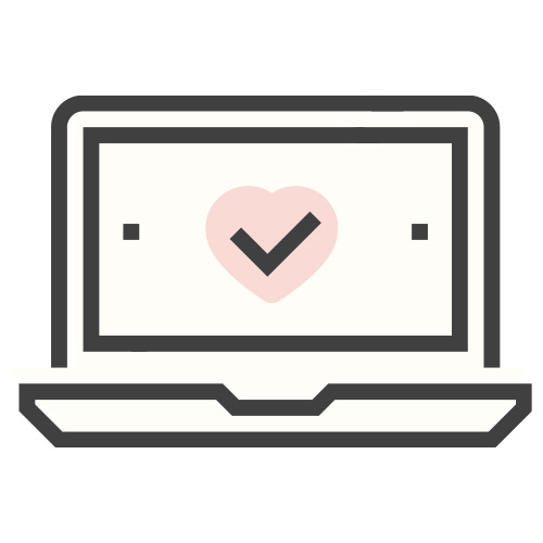 Computer with a heart symbolizing that a volunteer grant was successfully finalized