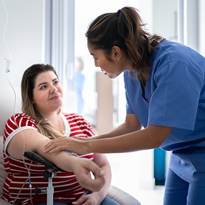 Patient at an infusion clinic