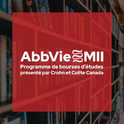 Annonce de la bourse AbbVie pour les MII sur fond de bibliothèque.