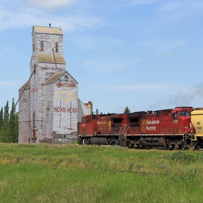 Grain silo and train in Saskatchewan